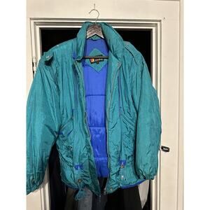 Andy Johns Puffer Jacket Womens Medium Green Full Zip Pockets Hoodie